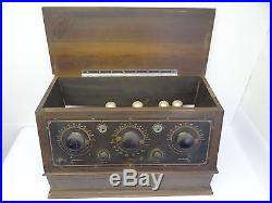Vintage Used Wood Case Ozarka Senior Vacuum Tube Radio Dials Parts Old Tubes
