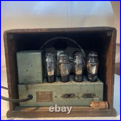 Vintage Vacuum Tube Radio Tested Working Missing Back Cover