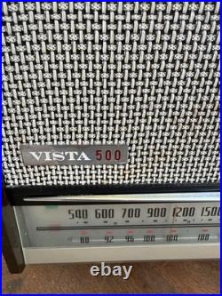 Vintage Vista 500 AM FM Tube Radio Mid Century MCM Wood Cabinet Atomic 1960s Vintage Vista 500 AM FM Tube Radio Mid Century MCM Wood Cabinet Atomic 1960s