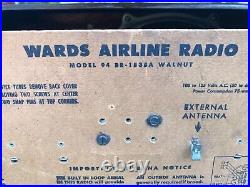 Vintage Wards Airline Model 94 Working Radio Walnut Color