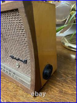 Vintage Westinghouse H-457T6 Mahogany Wood Mid Century Radio READ