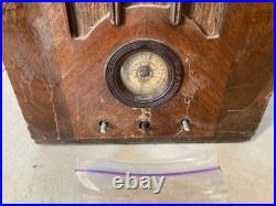 Vintage Wood Tabletop Tube Radio Antique Art Deco Cabinet For Parts/Repair