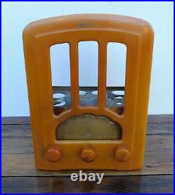 Vintage Yellow Catalin Emerson Au-190 Radio, Only Cabinete & Parts, For Restore