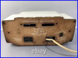 Vintage Zenith 1950s Model L520W AM Tube Clock Radio Bakelite White, Works