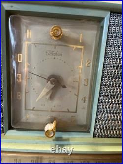Vintage Zenith 4 Tube Clock Works Radio Static Mint Green Model B728f Vintage Zenith 4 Tube Clock Works Radio Static Mint Green Model B728f