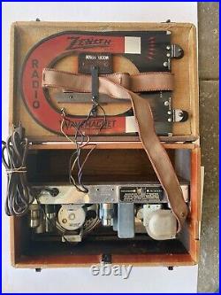 Vintage Zenith 5G500 Wavemagnet Portable Long Distance Tube Radio Untested
