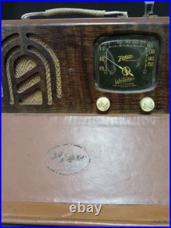 Vintage Zenith 5G500 Wavemagnet Portable Long Distance Tube Radio Untested