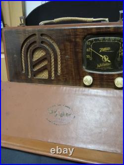 Vintage Zenith 5G500 Wavemagnet Portable Long Distance Tube Radio Untested