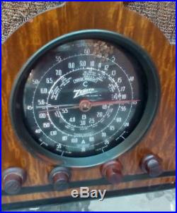 Vintage Zenith 6-S-229 Wood Tombstone Radio 1937 long distance antique REPAIR