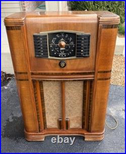 Vintage Zenith 8S661 Tube Console Radio Art Deco Long Distance Standard READ