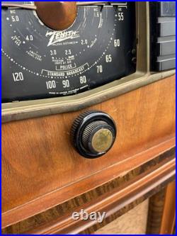 Vintage Zenith 8S661 Tube Console Radio Art Deco Long Distance Standard READ