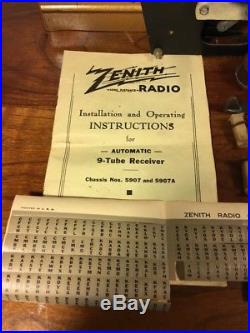 Vintage Zenith 9S369 Tube Radio Chassis Shutter Dial 30's W Escutcheon Plate