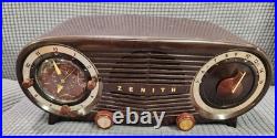 Vintage Zenith Bakelite S 20093 Brown Owl Eye Clock Tube Radio Works