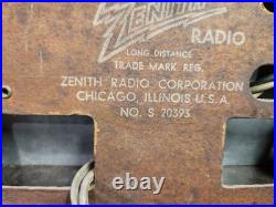 Vintage Zenith Bakelite S 20093 Brown Owl Eye Clock Tube Radio Works