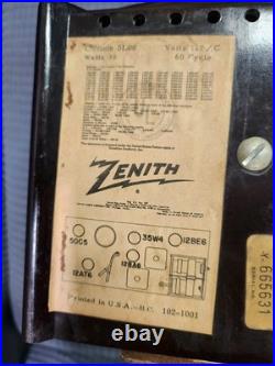 Vintage Zenith Bakelite S 20093 Brown Owl Eye Clock Tube Radio Works