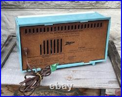 Vintage Zenith F510B Bel-Air Blue & White AM Tube Radio Works Tested 1955 MCM