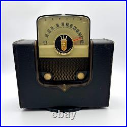 Vintage Zenith G503 Radio 1950 MCM Suitcase Tube WORKS with Original Manual Rare