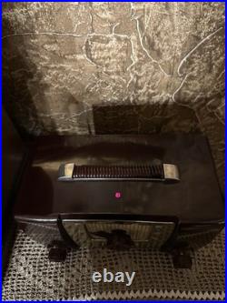 Vintage Zenith H615 Brown Bakelite Tube AM Radio Working Original Back 1950s