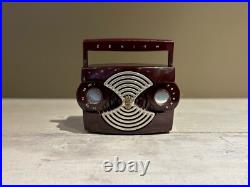 Vintage Zenith K412-R Owl Eyes Portable Tube Radio Professionally Restored and w