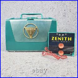 Vintage Zenith L505 Portable Tube Radio AM Wavemagnet MCM Green Not Working