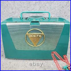 Vintage Zenith L505 Portable Tube Radio AM Wavemagnet MCM Green Not Working