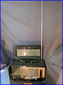 Vintage Zenith L600 Trans-Oceanic Portable Tube Radio 1950s Black Luggage Case