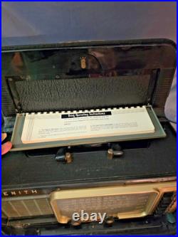 Vintage Zenith L600 Trans-Oceanic Portable Tube Radio 1950s Black Luggage Case