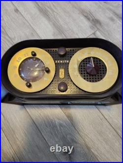 Vintage Zenith Model 5G03 G-516 Owl Eye Tube Radio Bakelite Art Deco Brown READ