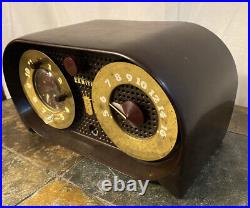 Vintage Zenith Model 5G03 G-516 Owl Eye Tube Radio Bakelite Art Deco Brown READ