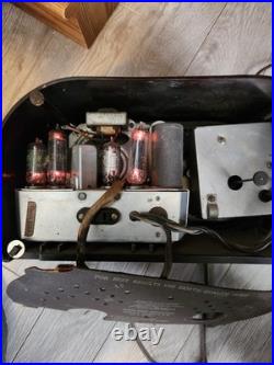 Vintage Zenith Model 5G03 G-516 Owl Eye Tube Radio Bakelite Art Deco Brown READ