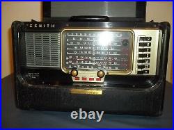 Vintage Zenith Model L600 Trans-Oceanic Portable Radio With Papers & Headphones