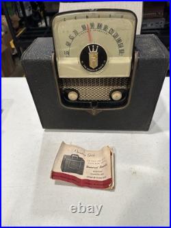 Vintage Zenith Portable Tube Radio w Original Manual Black Untested Estate