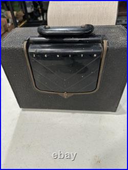 Vintage Zenith Portable Tube Radio w Original Manual Black Untested Estate