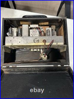 Vintage Zenith Portable Tube Radio w Original Manual Black Untested Estate