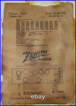Vintage Zenith Racetrack H511 AM Tube Radio