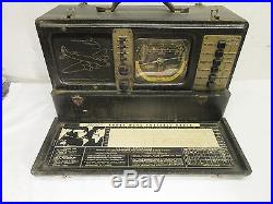 Vintage Zenith Short Wave Portable Tube Radio Bomber Model 7G605 Wave Magnet