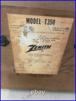Vintage Zenith T350 Tube Radio Wood Mid Century 1950s USA Tested Working