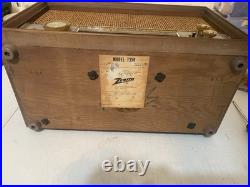 Vintage Zenith T350 Tube Radio Wood Mid Century 1950s USA Tested Working