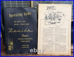 Vintage Zenith Trans-Oceanic H500 Shortwave Radio With Manual Still Works Great