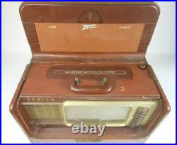 Vintage Zenith Trans-Oceanic Leather Clad Radio w Book