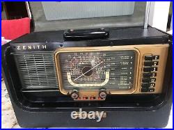 Vintage Zenith Trans-Oceanic Model H500 Short Wave Magnet Radio Works