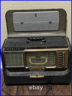 Vintage Zenith Trans-Oceanic Portable Tube Radio Model H500 for Parts or Repair