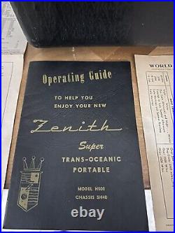 Vintage Zenith Trans Oceanic Wave Magnet H500 Tube Radio With Operating Guide Read