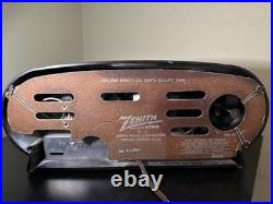 Vintage Zenith Tube Bakelite Alarm Clock Radio Owl Eyes Brown Works