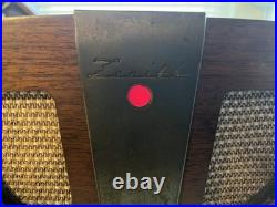 Vintage Zenith Tube Radio 6D030-Z Eames Wood Cabinet AM Powers On Not Working