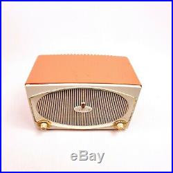 Vintage Zenith Tube Radio Bakelite Toreador B513-V Coral Pink Mid Century Modern