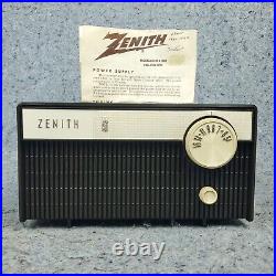 Vintage Zenith Tube Radio J506C AM 1960's MCM Black Tabletop Tested Working