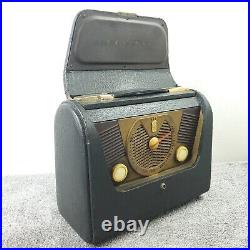 Vintage Zenith Tube Radio Model H503-Y Black Portable 1940's USA Powers ON