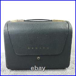 Vintage Zenith Tube Radio Model H503-Y Black Portable 1940's USA Powers ON