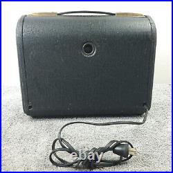 Vintage Zenith Tube Radio Model H503-Y Black Portable 1940's USA Powers ON
